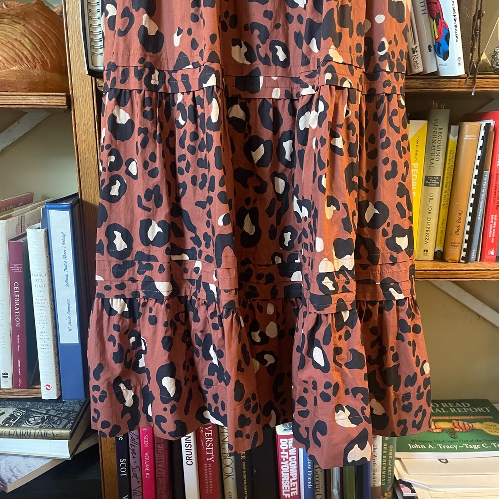 Anthropologie Somerset Brown Black and Cream Leopard Print Tiered Dress - Picture 4 of 5